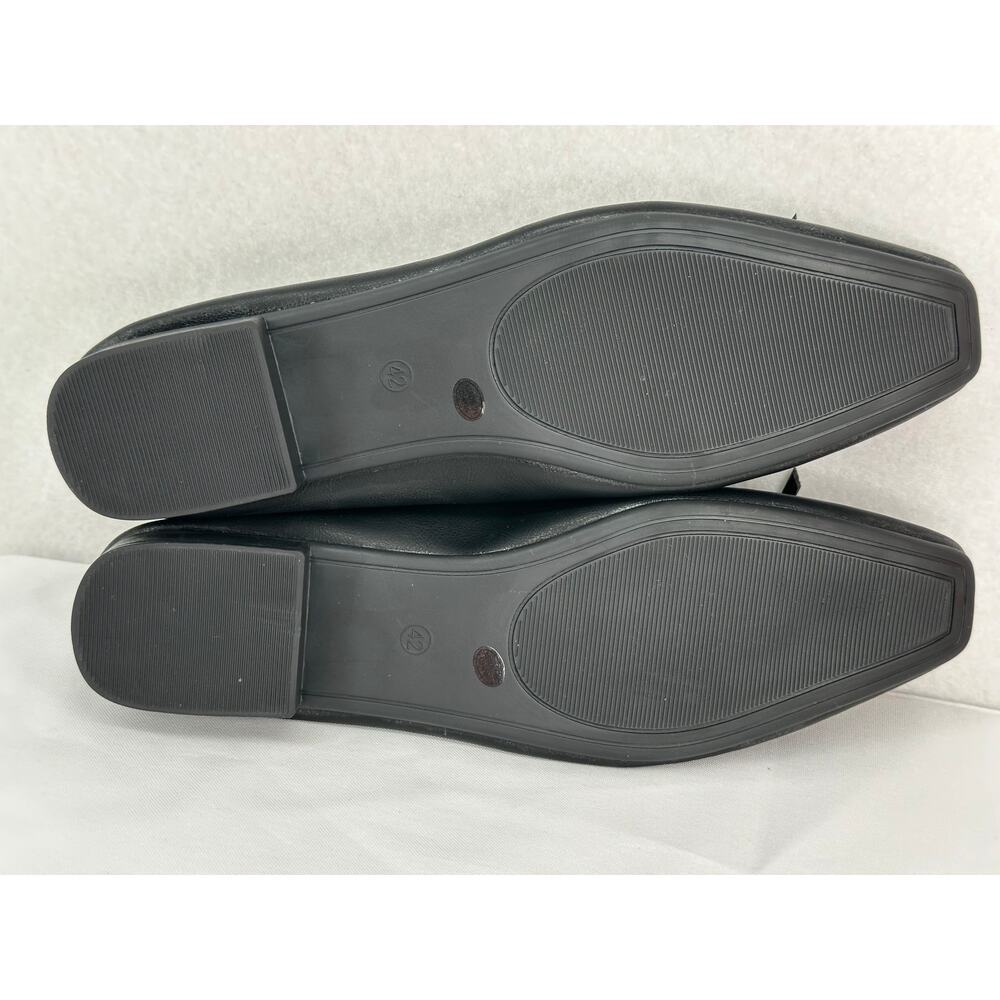 Bileinolang NWOT Black Ballet Bow Leather Flats  42 - Picture 6 of 9